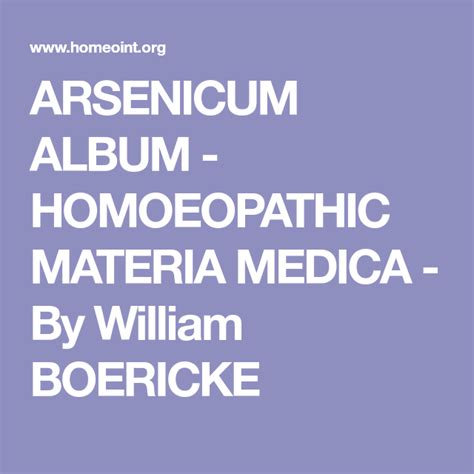 arsenicum album boericke